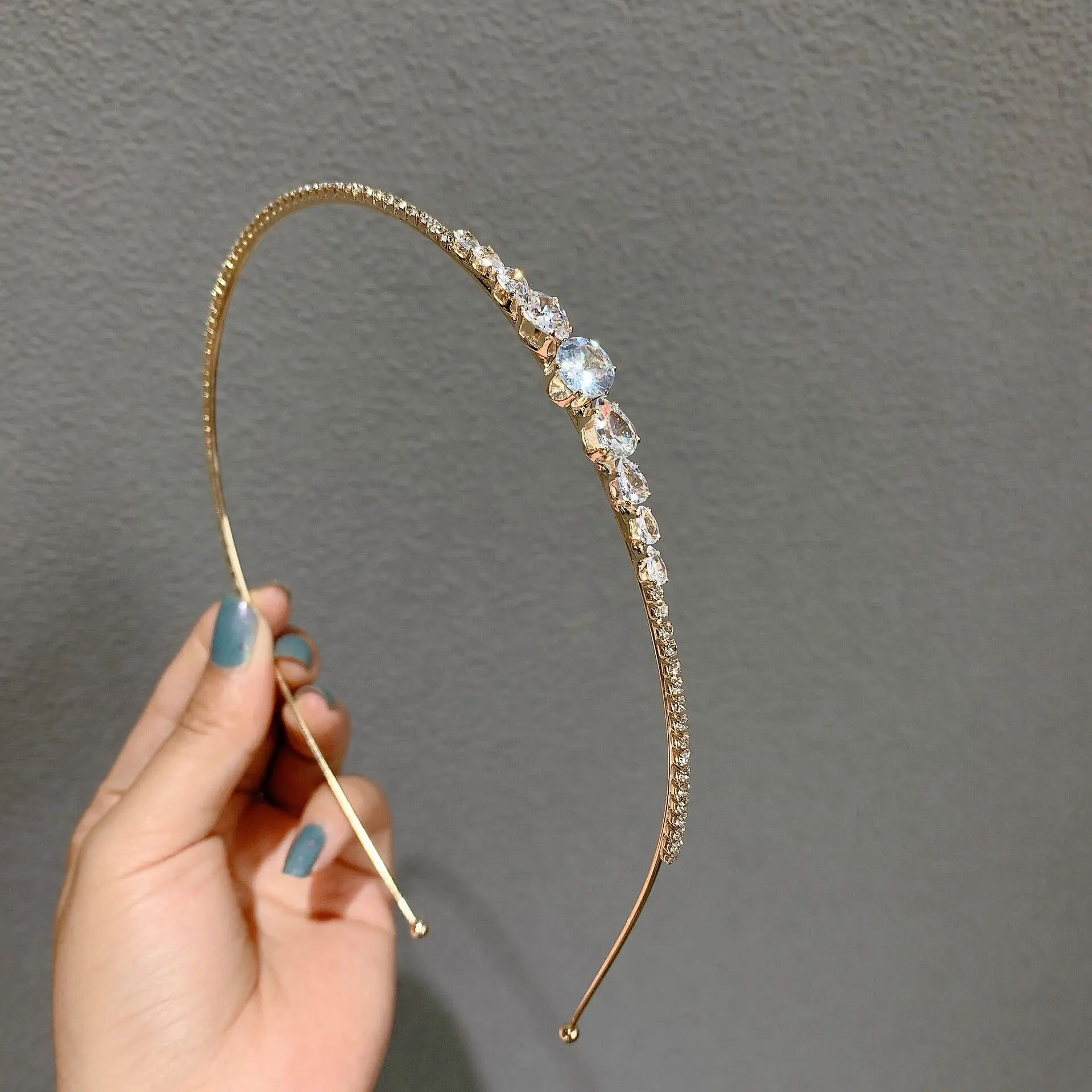 Narrow Shinny Rhinestone Hairband Metal Headbands For Women Simple  Mori Girl Headwear Fashion Hair Hoop Hair Accessories