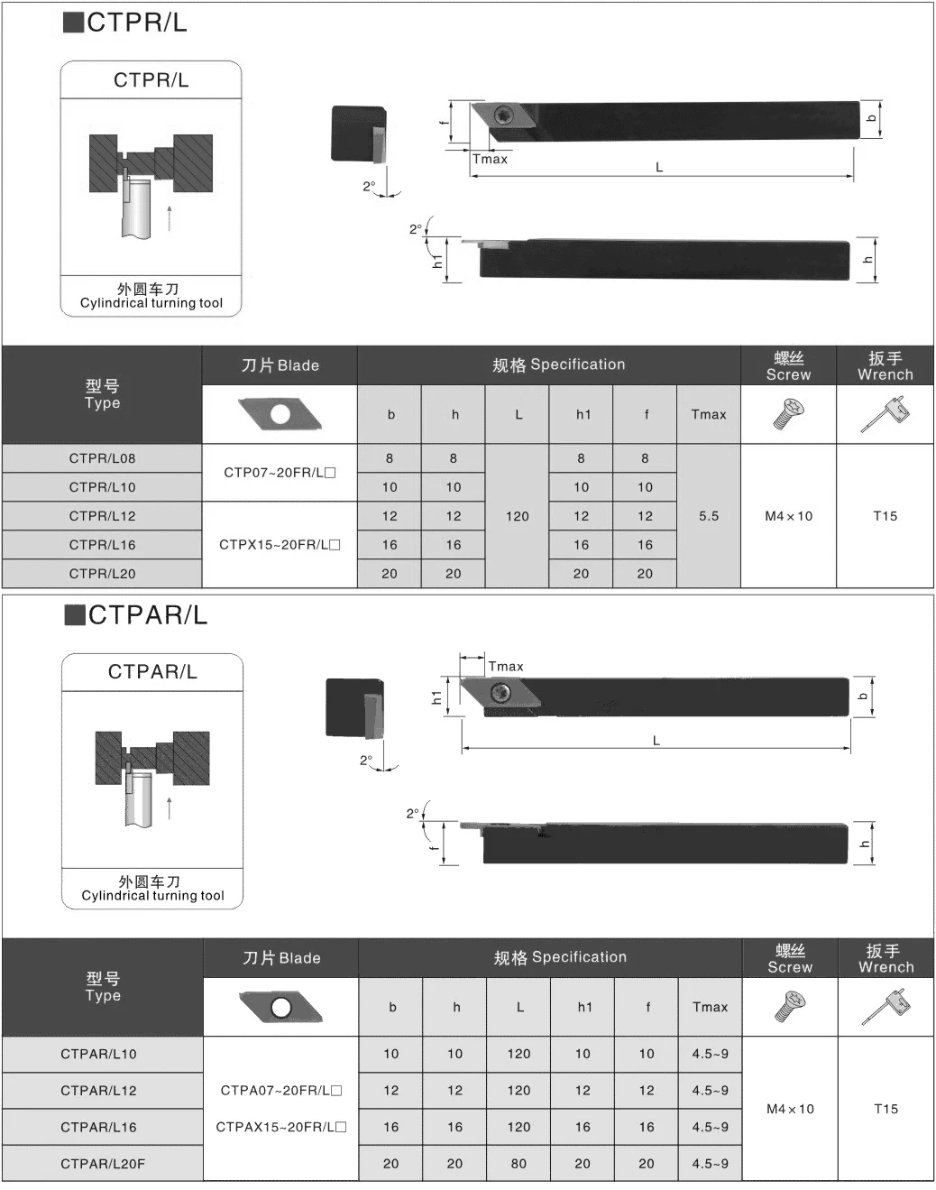 LIHAOPING CTPR CTPAR CTPAL CTPR10 CTPR12 CTPR16 CTPR20 CTPAR12 CTPAR16 CTPAR20 White Nickel Plated Turning Tool Holder Cutter