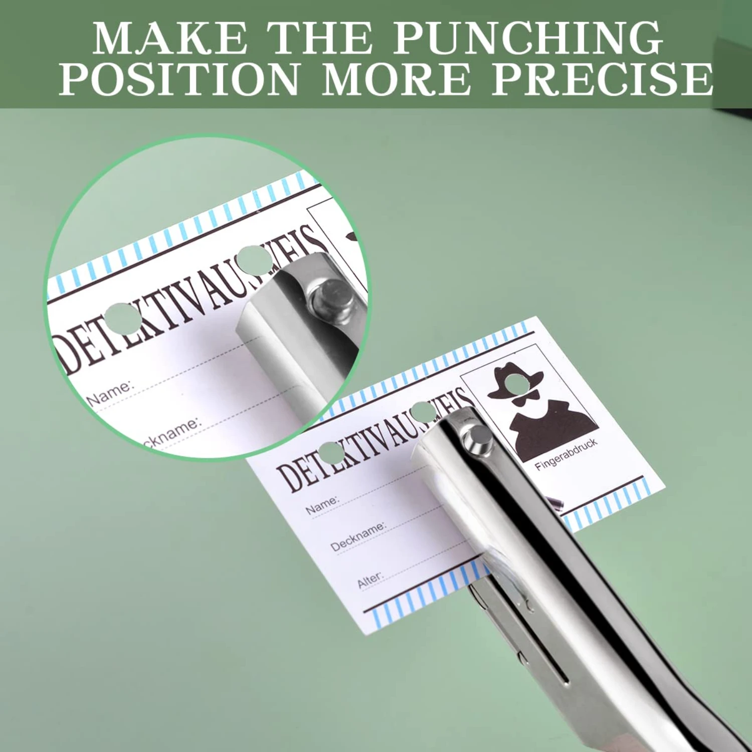 Robuster, robuster Einzellocher mit 2-Zoll-Reach-Deep-Hals, robuster 1/8-Zoll-Lochstanzer für Papier-ID-Karten, PVC-Tags