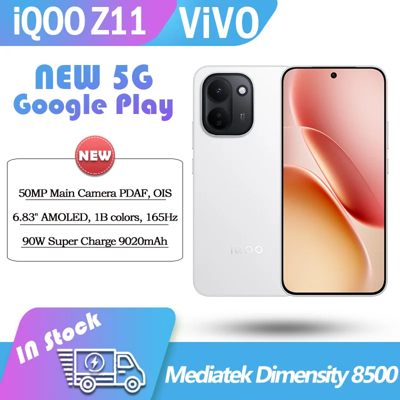 오리지널 비보 iQOO Z11 5G 미디어텍 디멘시티 8500 AMOLED 165Hz 50MP 메인 카메라 9020mAh 90W 충전 구글 플레이 오리진OS 6