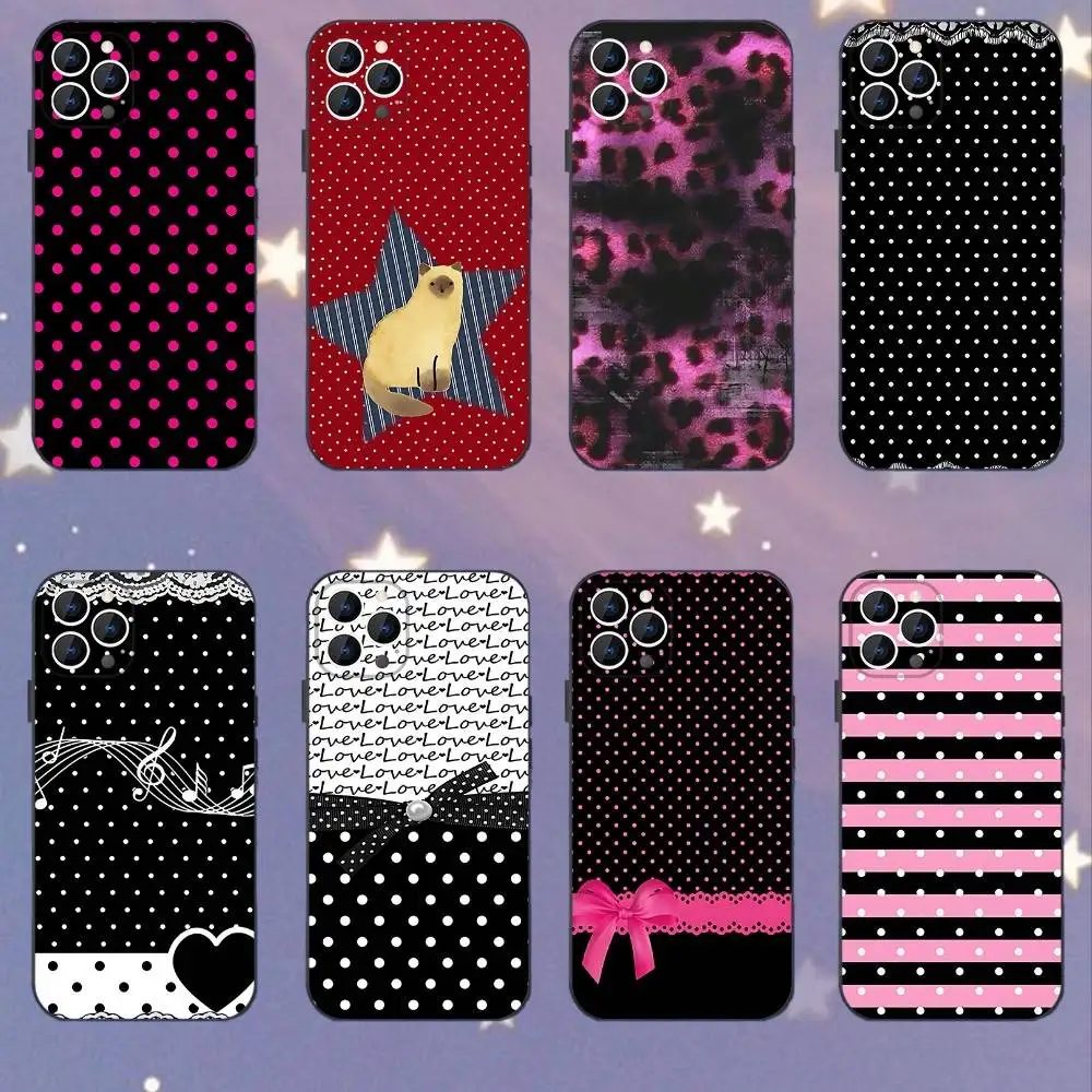 

Red Black Y2K Polka dots Dot Phone Case For iPhone 17,16,15,14,13,12,11,Pro,Max,Plus,E,Air,Mini Protective Black Cover