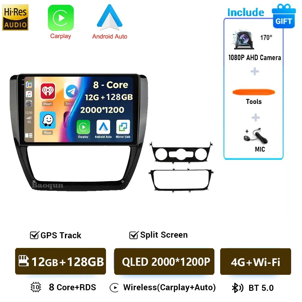Voor Volkswagen Jetta 6 2011-2018 Android 16 Carplay Auto 4G + WIFI GPS Autoradio Navigatie multimedia Video Player Stereo BT