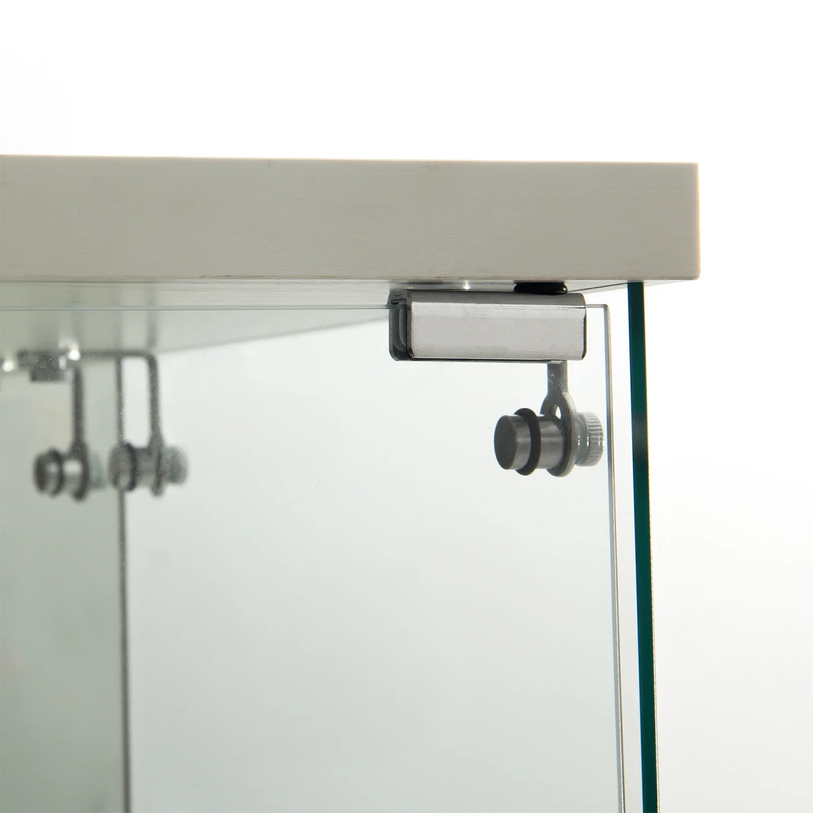 Glass Display Cabinet in White, 125 x 79 x 36.5 cm, Modern Glass Wooden Display Cabinet with 4 Shelves Made of ESG