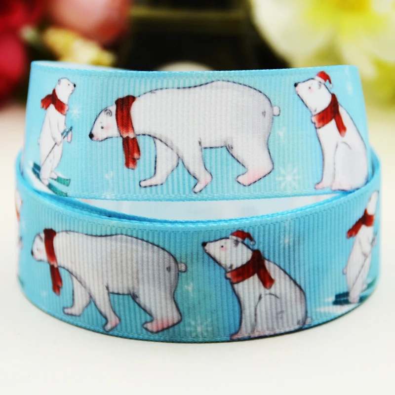 22mm 25mm 38mm 75mm Bear cartoon printed Grosgrain Ribbon party decoration 10 Yards satin ribbons