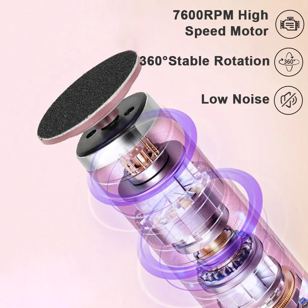 Electric Foot Callus Remover Heels Remove Wireless Rechargeable Foot Care File Cuticle Callus Remover with Replacement Sandpape