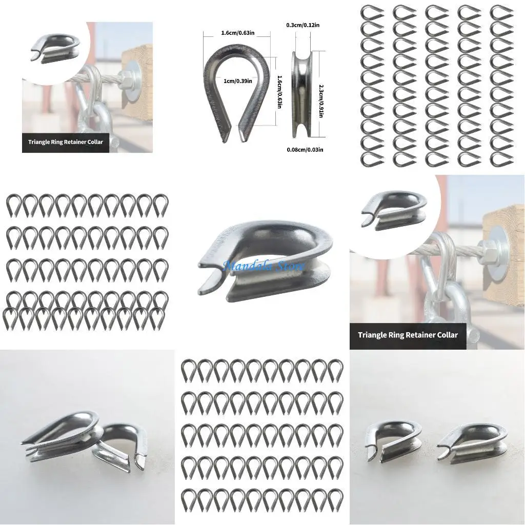 

U2JC AntiCorrosion 1/8inch Steel Thimble Heart Shaped Coupling Rings Secure Mounting