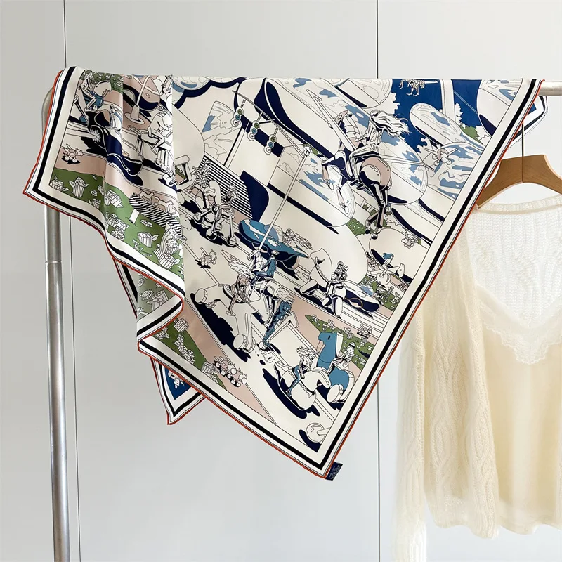 

Шарф из чистого шелка шелковицы, квадратные шарфы, банданы с закрученными вручную по краям, роскошные дизайнерские шали, пояс для волос, аксессуары для шеи, 90 см