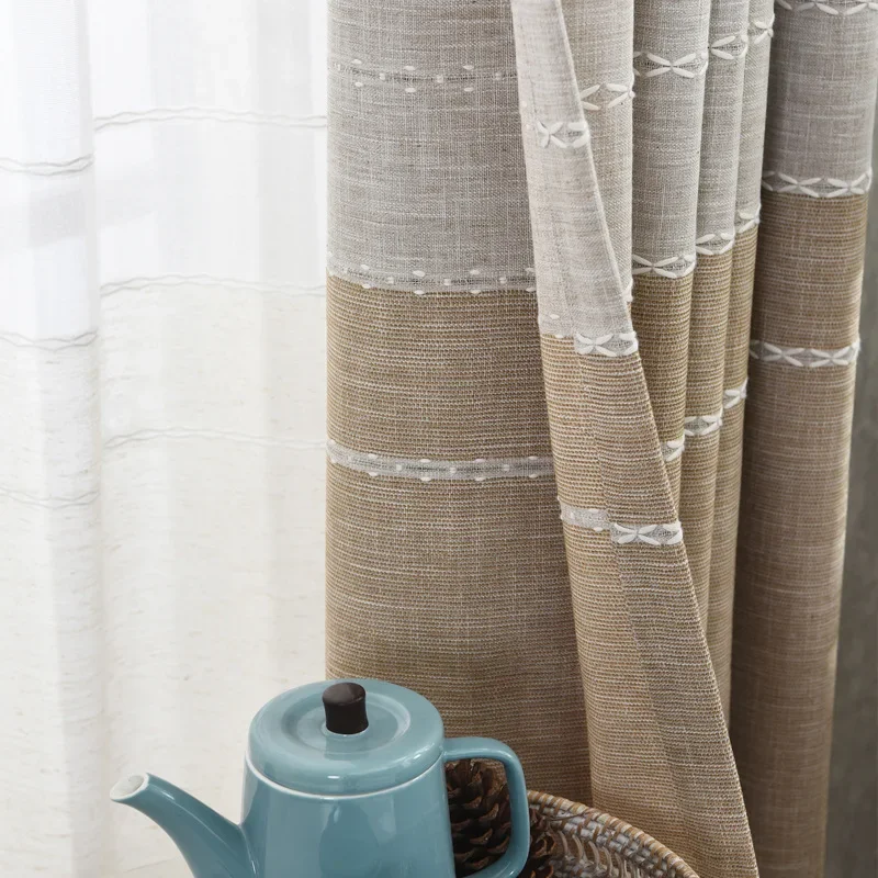 

Simple Modern Cotton Hemp Nordic Wind Shading Curtains for Living Dining Room Bedroom.