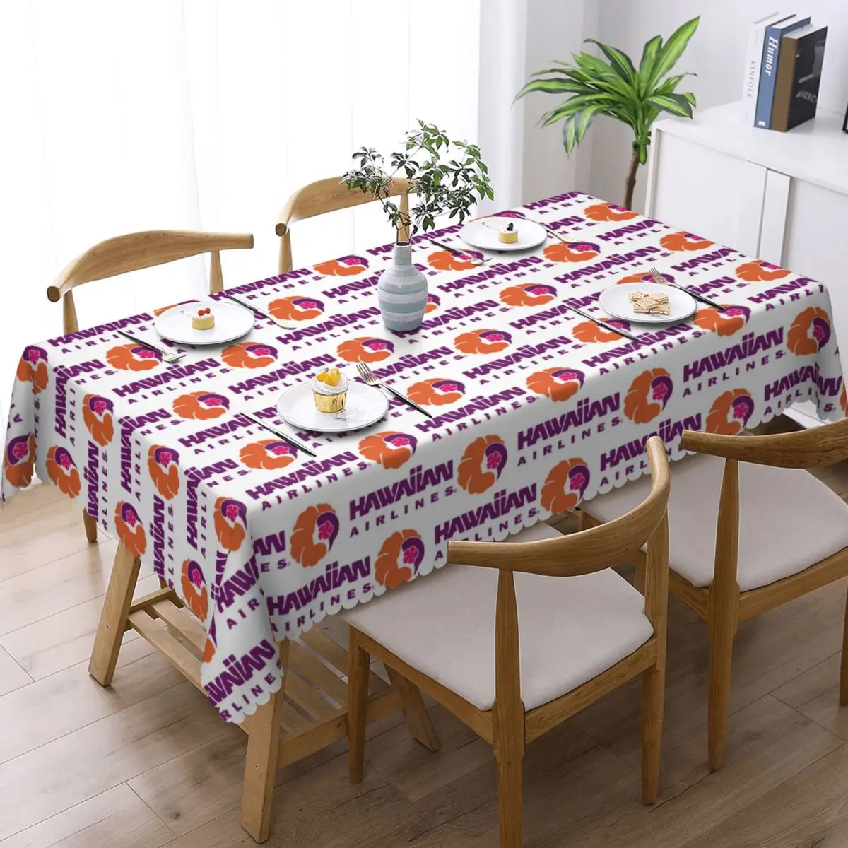 Hawaiian Airlines Custom Rectangular Tablecloth Waterproof Table Cover for Dining Events Table Cloth