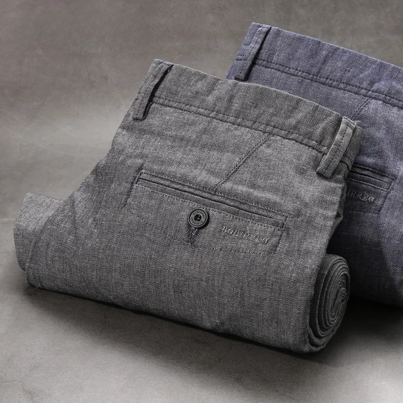 

Новые мужские повседневные брюки из хлопка и льна на весну-лето: свободные, прямого кроя, дышащие, легкие, комфортные, для делового и повседневного стиля