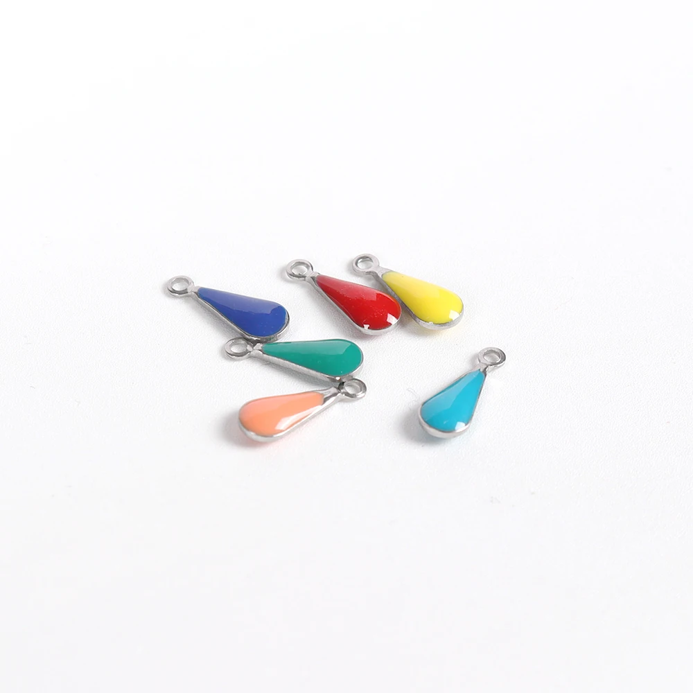 20PCS Stainless Steel Oil Drip Mix Color Water Drip Shape Charms Pendant for DIY Necklace Bracelet Jewelry Making