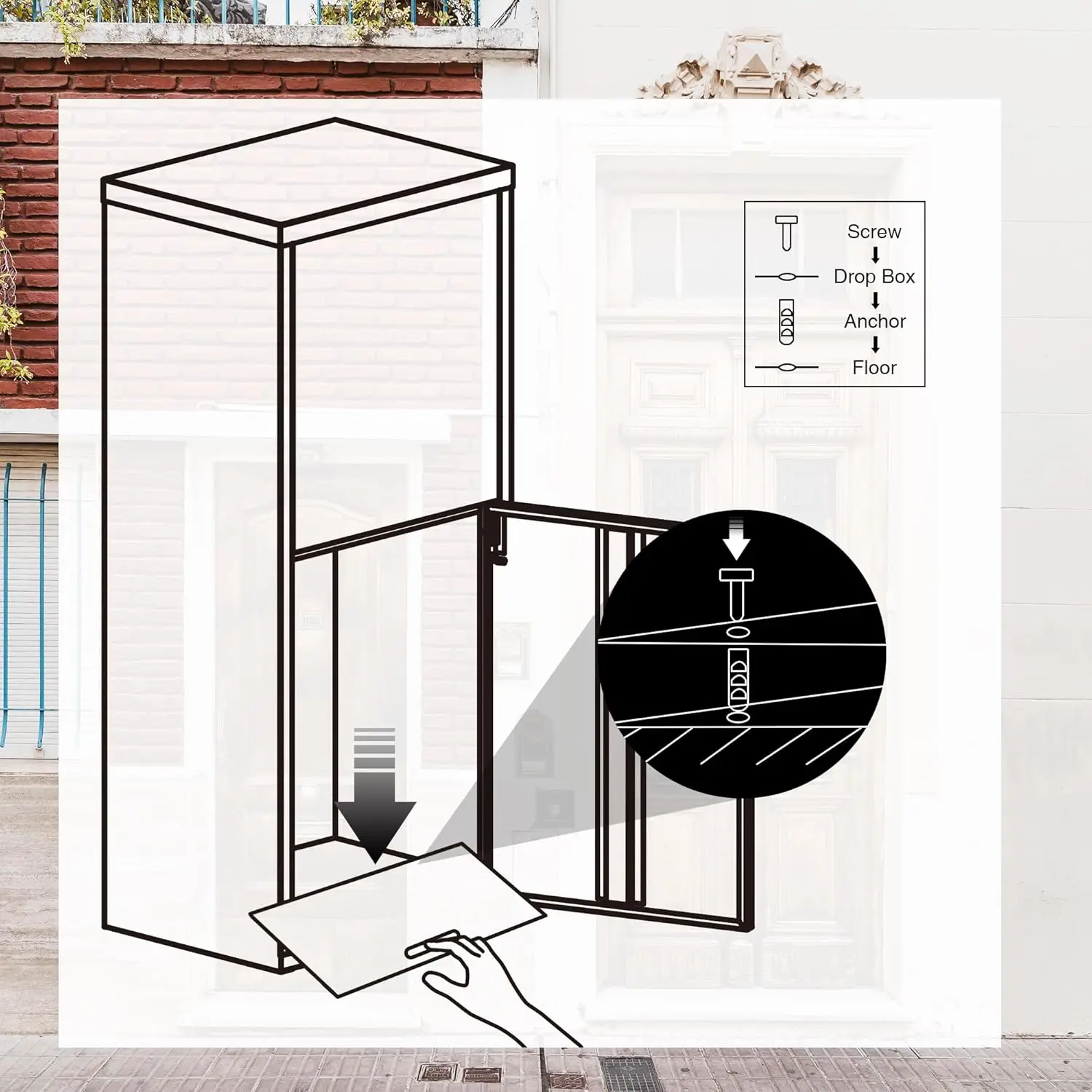 Parcel Drop Boxes for Outside, 15.24" x 11.42" x 35.47" Cold-Rolled Sheet Package Delivery Boxes, Anti-Theft Lockable Par