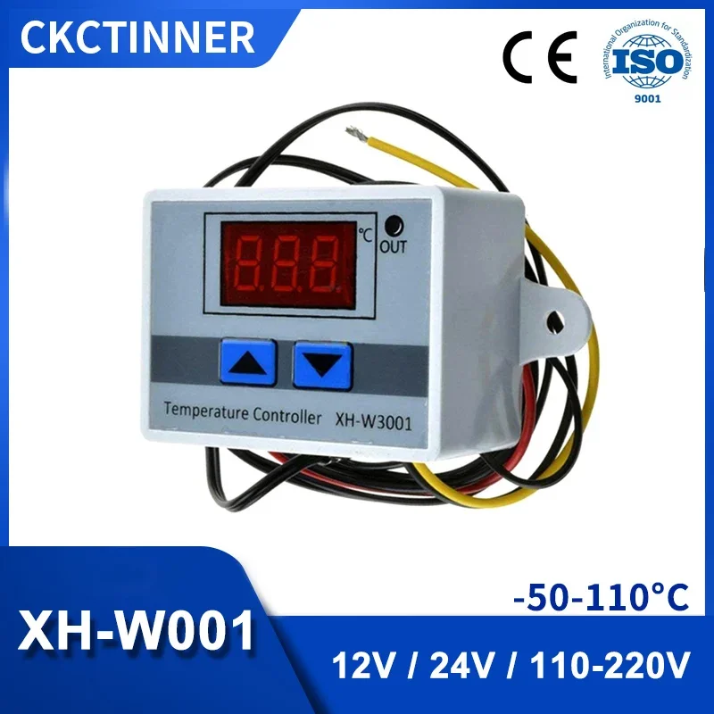 XH-W3001 Temperature Controller 10A Thermostat Digital LED Thermometer Thermo Controller Switch Probe DC12V DC24V AC110-220V