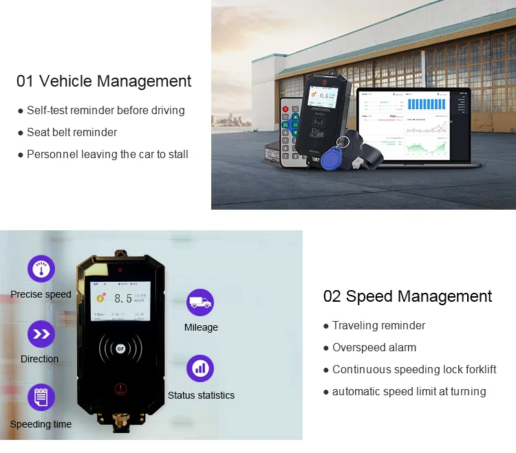 Factory Warehouse Pedestrian Safety 4G WiFi Forklift Fleet Safety Management System Overspeed Alarm Face Recognition view 2