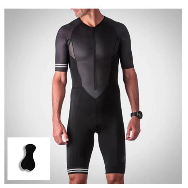 Men Short sleeve Cycling Jersey Triathlon Suit, Mens Short sleeve Triathlon Jumpsuit Running Swimming and Cycling Skin Suit wear