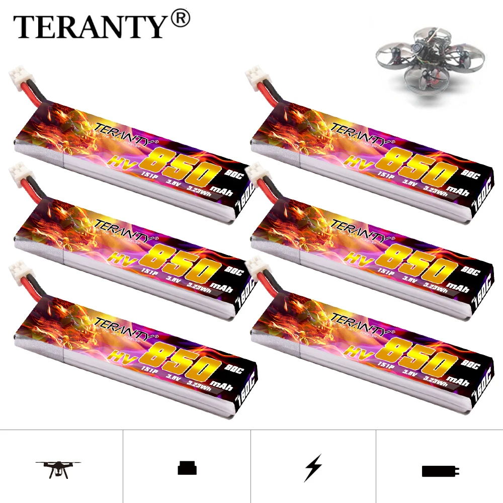 Max 160c 3.8V 850Mah Lipo Batterij Hv Indoor Tijdreizen Drone Fpv Tinyhawk Lange Uithoudingsvermogen Treanty 1S Oplaadbare Batterij