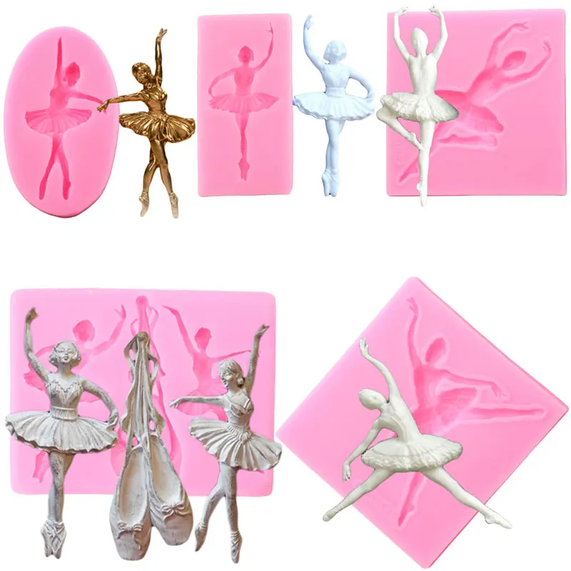 Ballet Girl Silicone Mold Baby Birthday Fondant Cake Decorating Tools Cupcake Baking Candy Clay Chocolate Gumpaste Resin Moulds