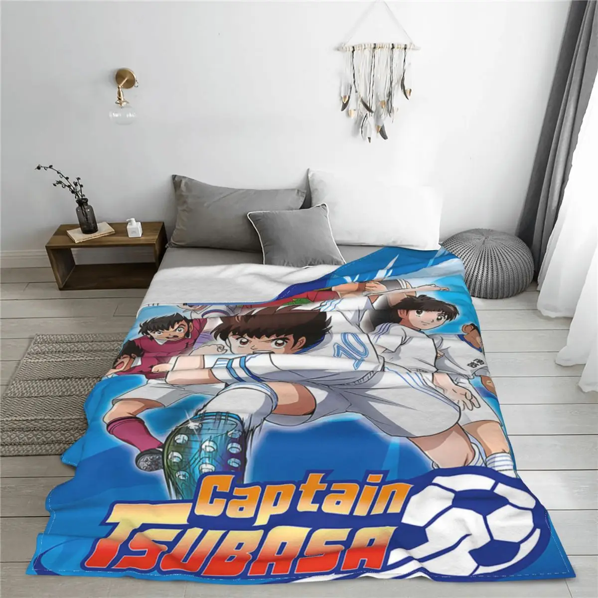 Captain Tsubasa Anime Blanket cartoon young football player Plush Funny Soft Throw Blanket for Home All Season