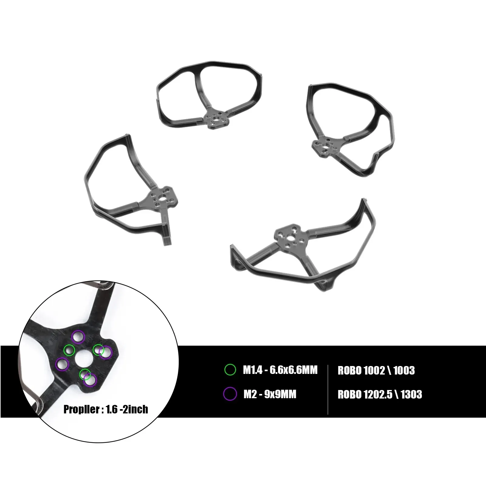 4 PCS Flywoo Time Traveler Car Universal Propeller Protector Ring for 1.6--2-inch Blade Propeller