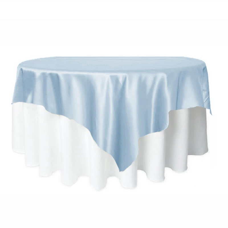 

Square Overlay Tablecloth Satin Fabric Table Cloths Cover for Christmas Baby Shower Wedding Party Hotel Banquet Home Table Decor