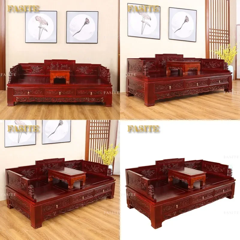 For Modern Simple Living Room Furniture New Chinese Style Solid Wood Arhat Bed Three-piece Set