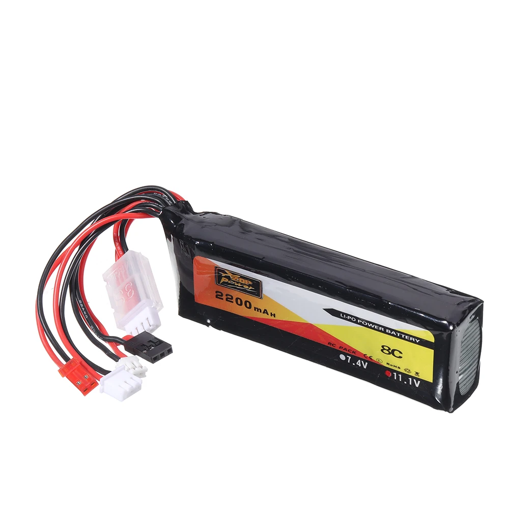 ZOP Power 11.1V 2200mAh 3S 8C Lipo Battery JR JST Futaba Plug for Transmitter