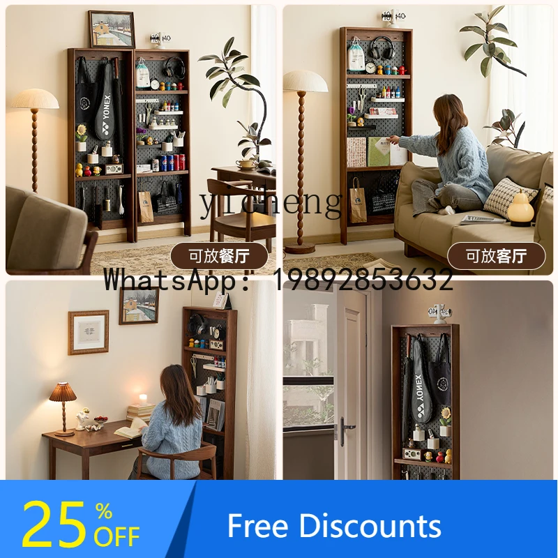 ABC  black walnut hole board shelf  against the wall ultra-thin narrow cabinet behind the door