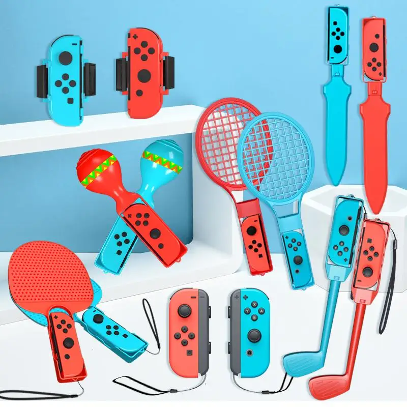 14 in 1 For Switch/Oled Sports Accessories Bundle For Nintendo Switch JoyCon Family Accessories Kit Includes Golf Club Maraca