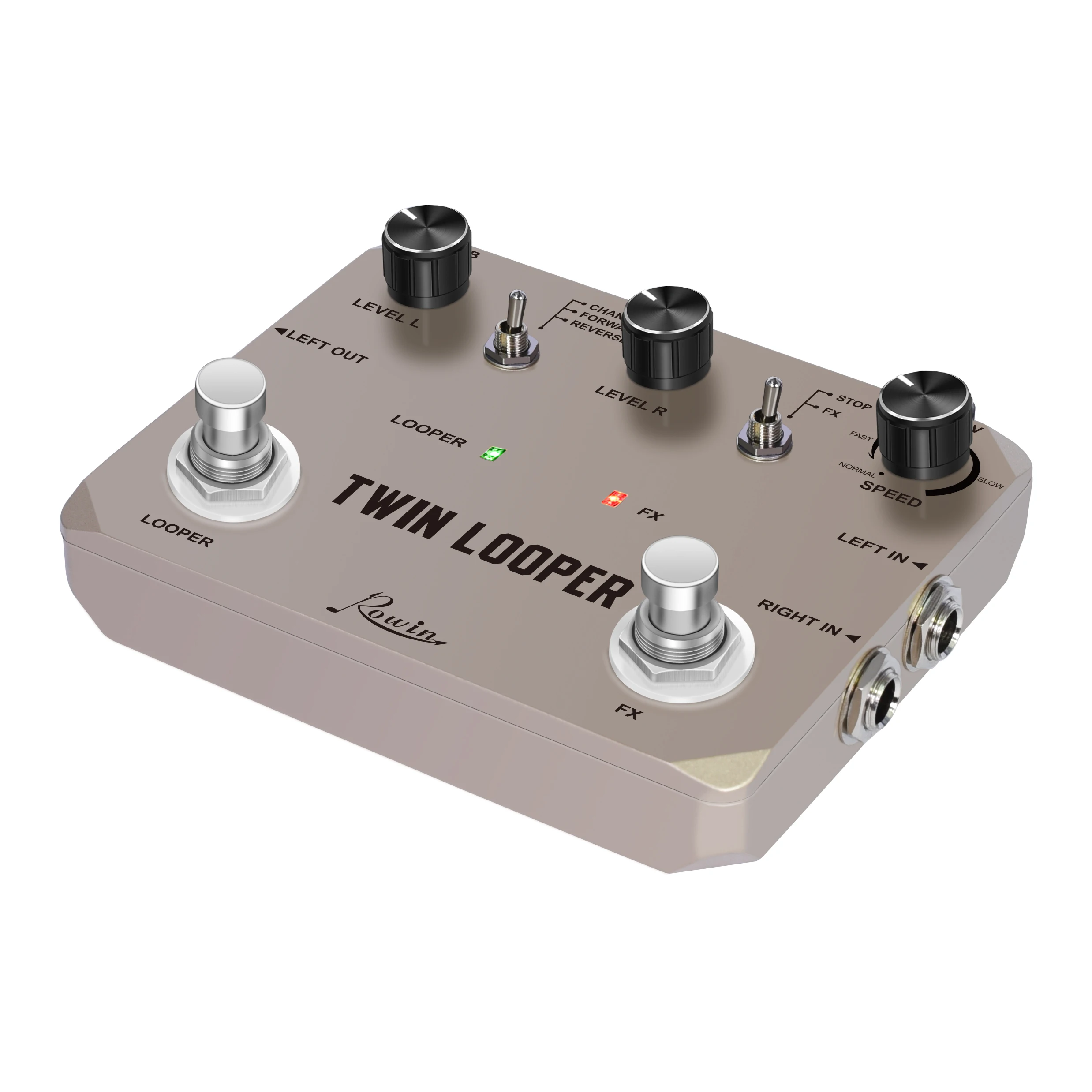 Rowin Twin Looper Electric Guitar Effect Pedal Loop Station 11 Types of Play with 10 Minutes of Recording Time True Bypass