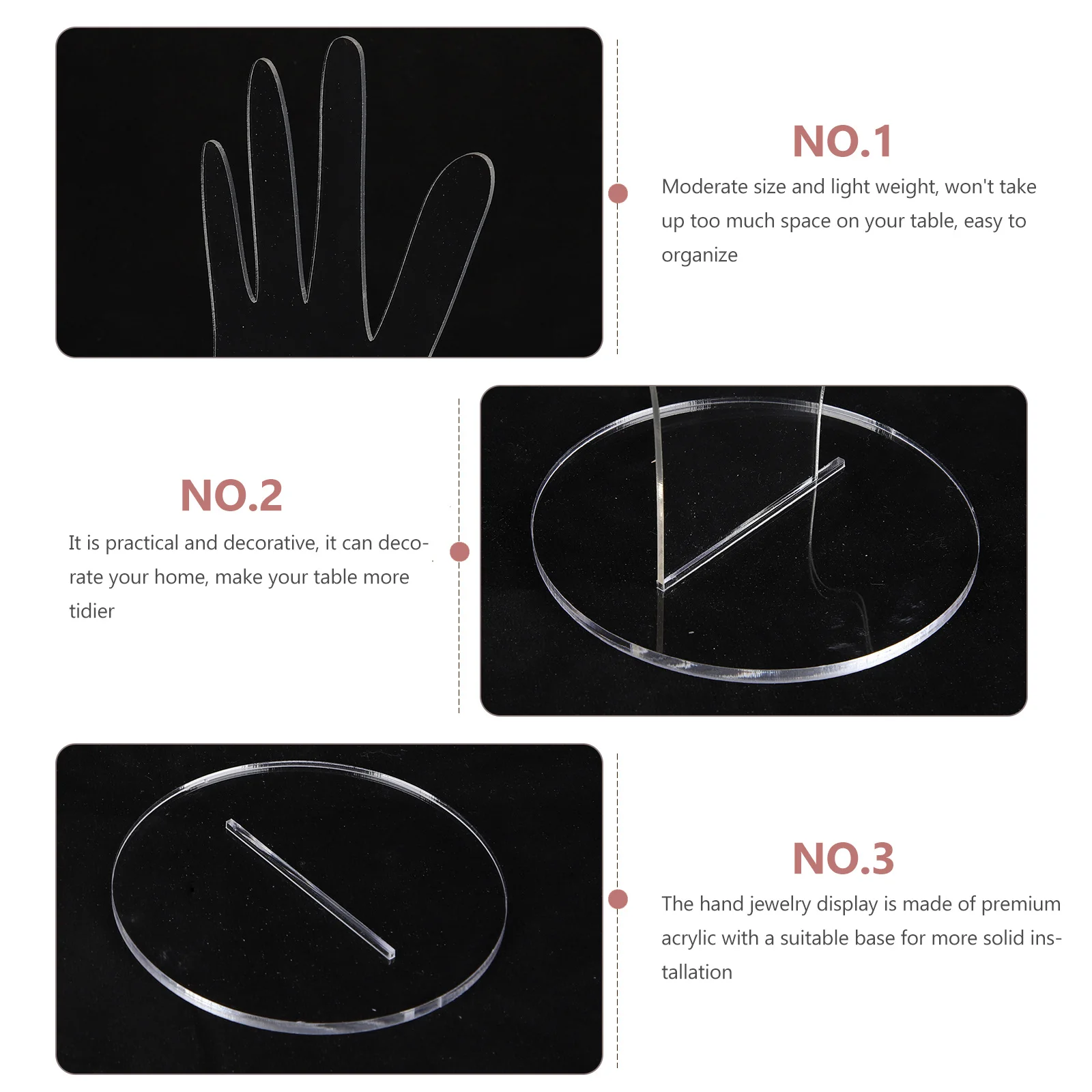 

Hand Jewelry Display Stand Acrylic Palm Design For Ring Bracelet Necklace Watch Holder Craft Organizer Tabletop Display Rack