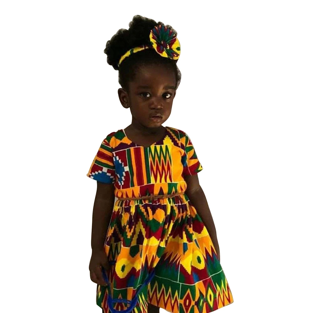 Cute baby children European and American girls African Bohemian style short-sleeved dress long skirt children's clothing