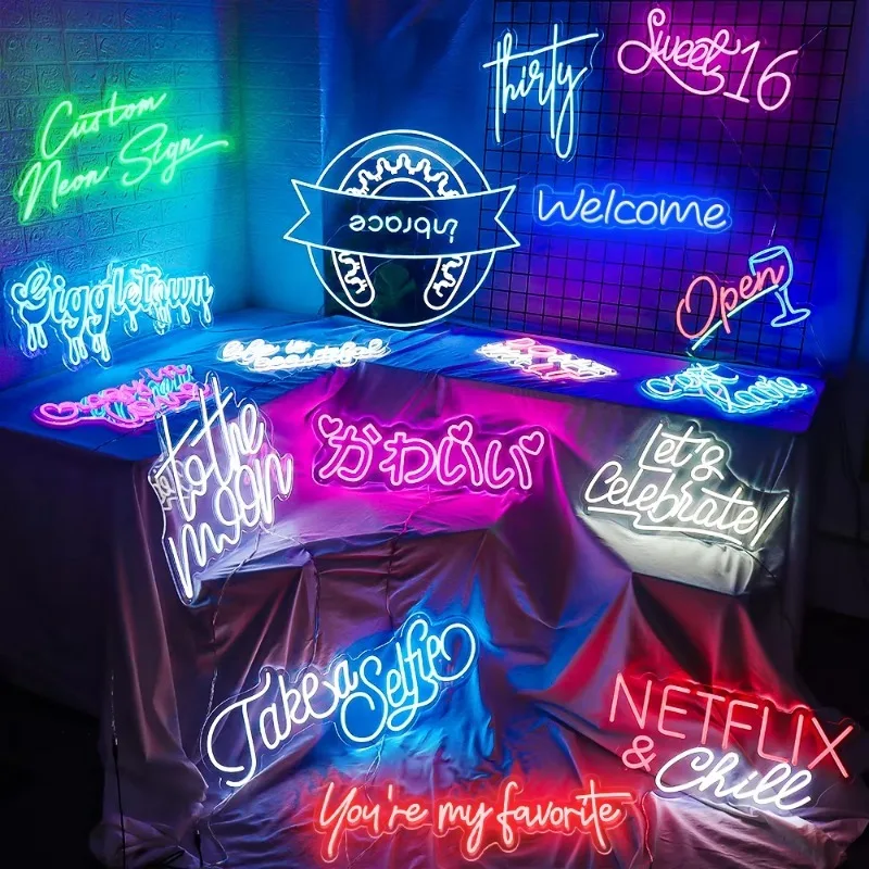 

Custom Neon Sign Personalized Text Logo Names Customized LED Neon Signs Birthday Wedding Party Bar Coffee Wall Light Decoration