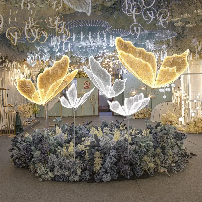 Wedding Floor Light Butterflies LED Lace Lamp Romantic Creative Hanging Butterfly Lamps Road Load Walkway on Party Stage Lights.