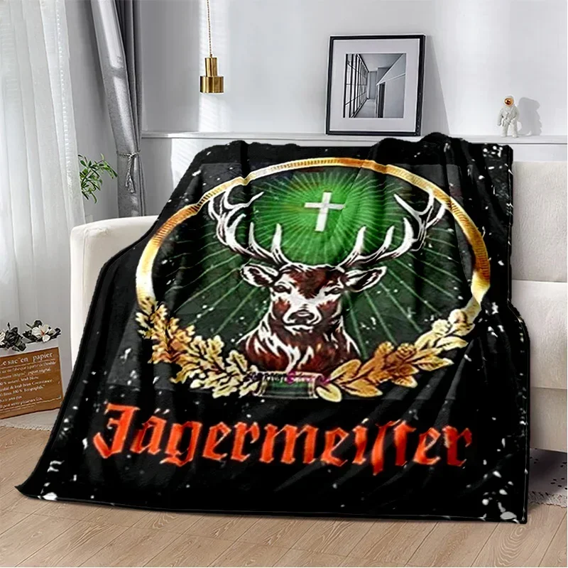 Holy Deer liquor Jaegermeister logo printed blanket Warm Soft and comfortable throw bed linings birthday gift Picnic Camping f2