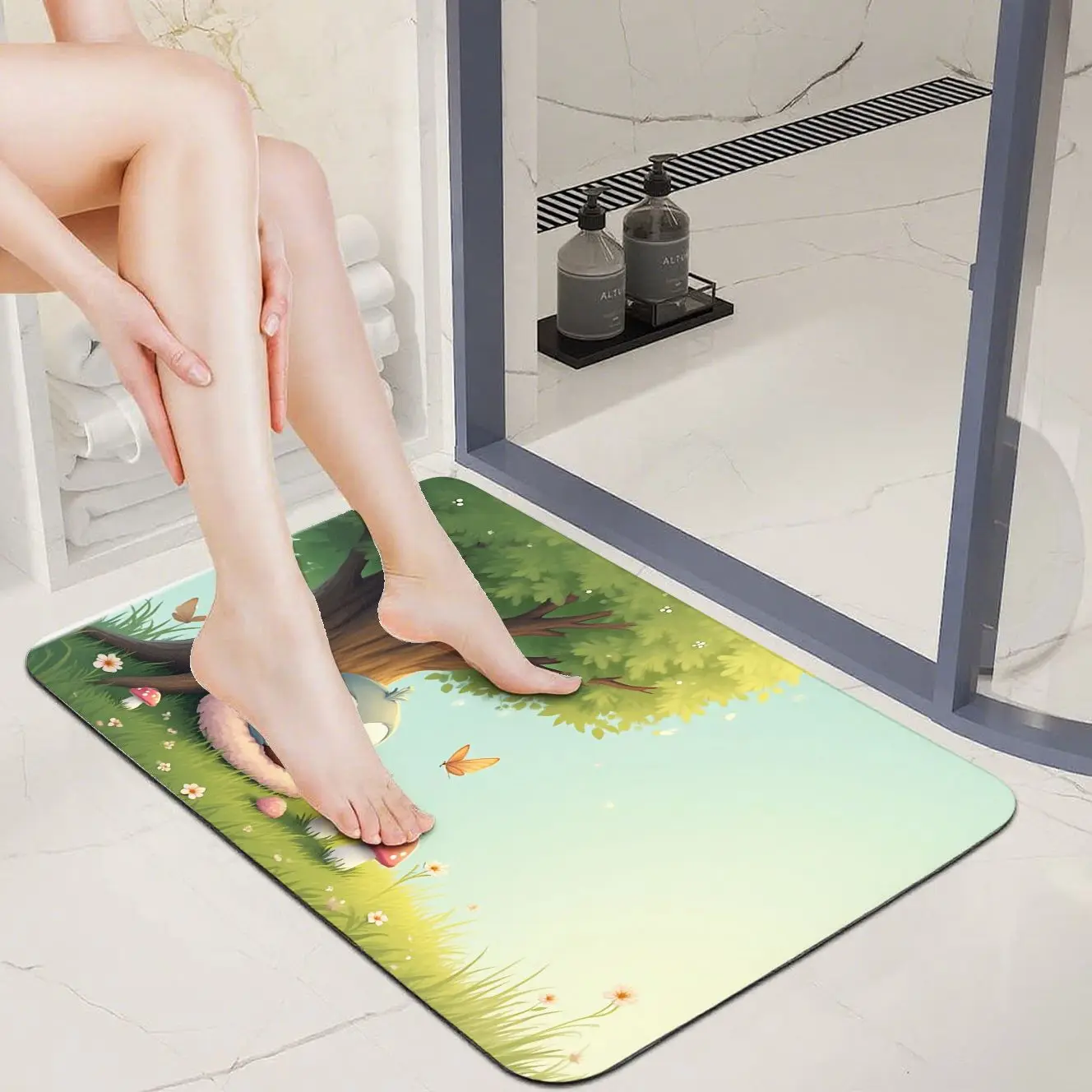 

MatMuse Cute Owl Tree & Mushroom Anti-Slip Bath Mat Soft Diatomaceous Earth Mat Floor mats Hallway Quick-Drying Fashion Mat
