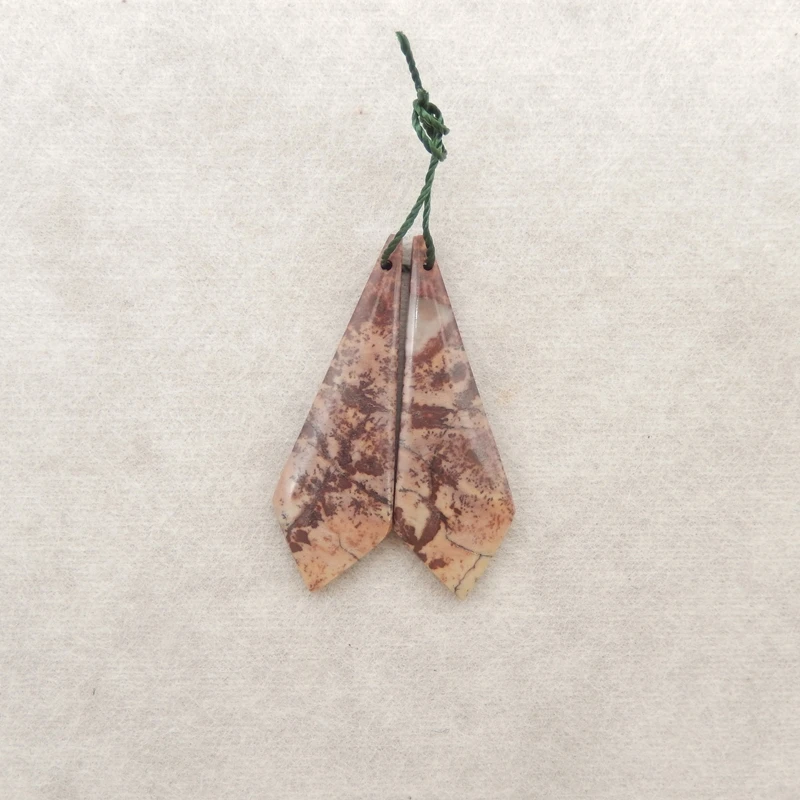Chohua Jasper Arrowhead أقراط الأحجار الكريمة الطبيعية متعددة الألوان مع مدخلات البني والبيج زوج المجوهرات الحرفية 40x14x4mm-5g #1
