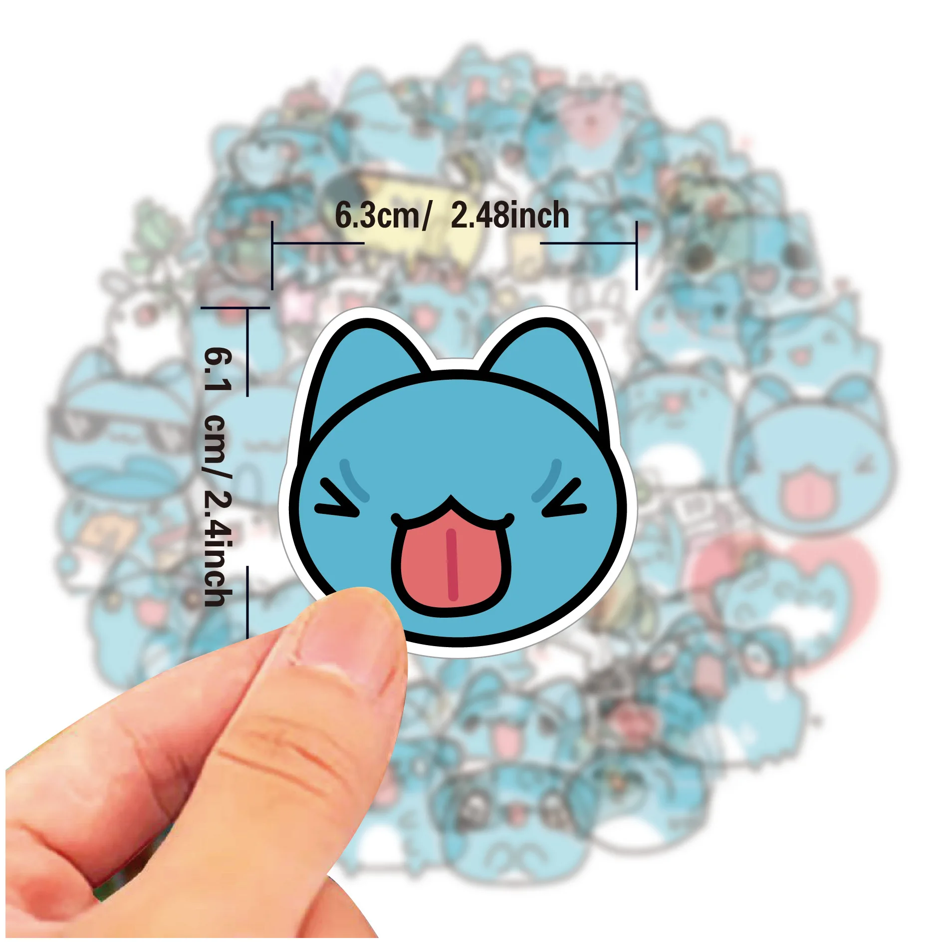 10/60PCS Cute Blue Bobo Meme Graffiti Sticker Capoo Cat Animal Cartoon Decal Notebook Phone Cup Guitar Fridge Waterproof Sticker view 2