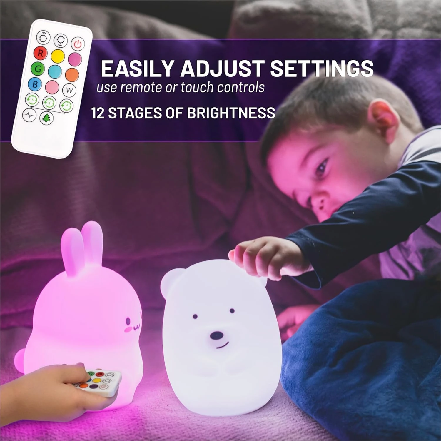 Soft, Adorable, Lovely Animal Night Lights - Charming, Cute, Kawaii Squishy Silicone Night Light for Bedroom and Nursery. Perfec