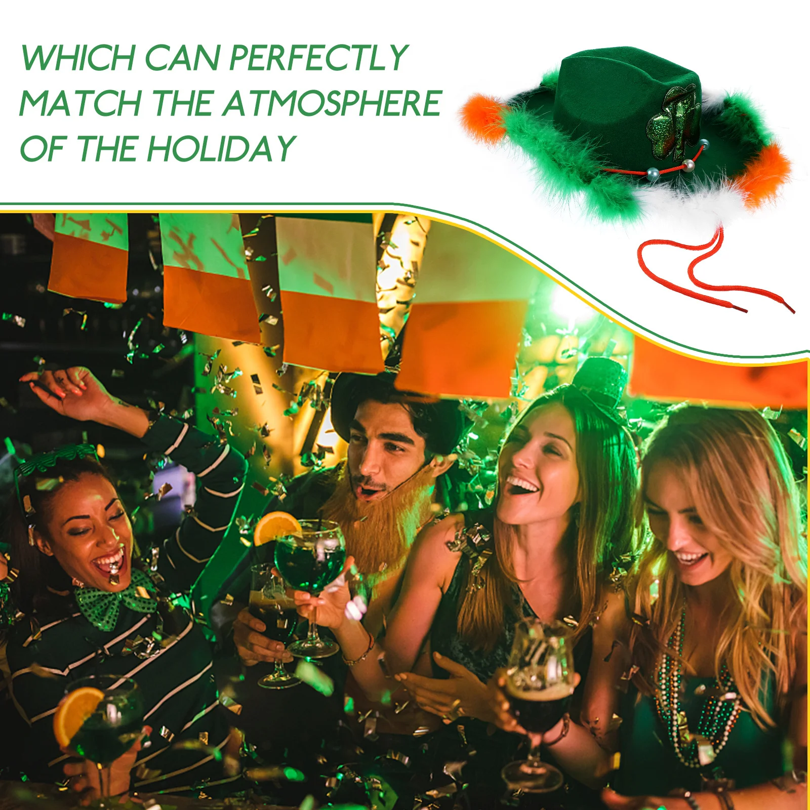 

St Patrick's Day Shamrock Cowboy Hat Irish Festival Party Decoration Hat Headwear Irish Party Headwear St Patricks Day Hats