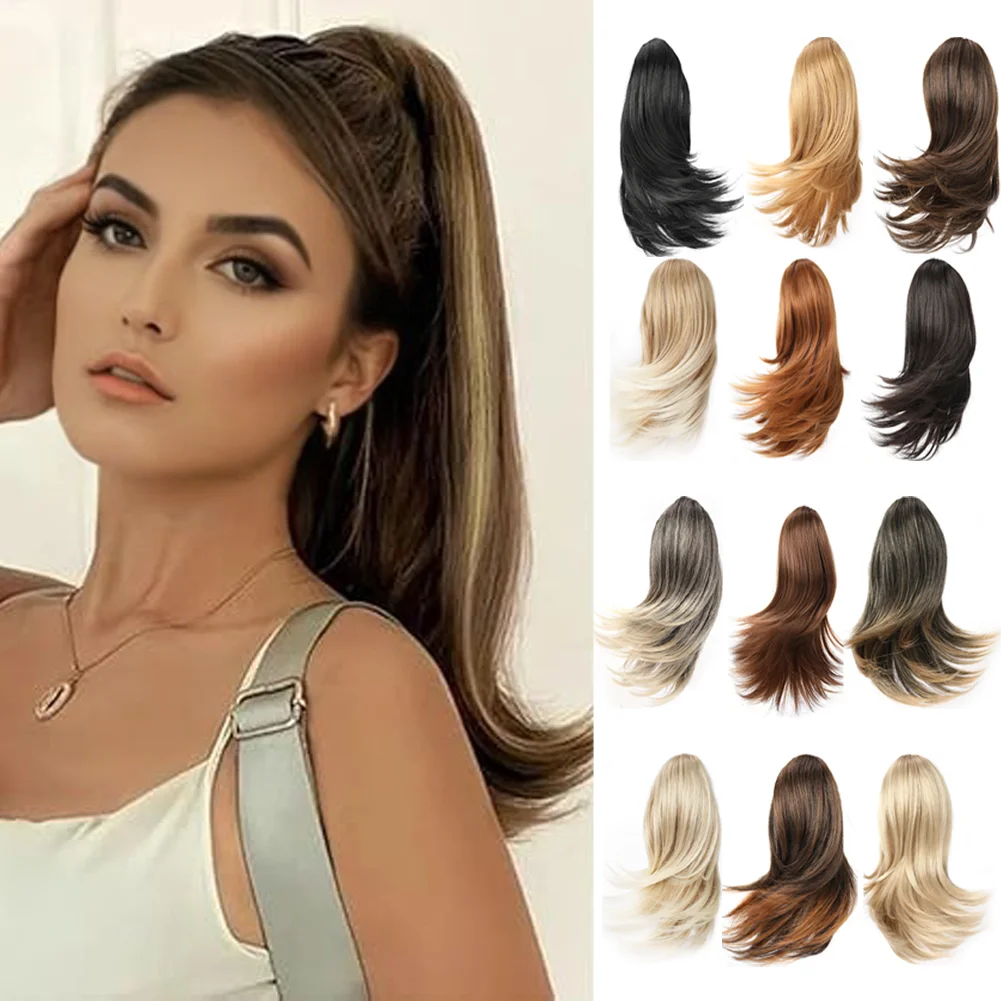 Kurze Pferdeschwanz-Verlängerung, Klaue, Clip-in-Haarteil, synthetische Pferdeschwanz-Haarverlängerungen, 25,4 cm, kurzer, lockiger, gewellter Pferdeschwanz für Frauen
