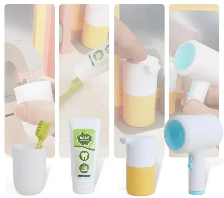 Juego de juguetes para jugar a las casitas, tocador con salida de agua eléctrica de alta calidad, tocador con espejo, juguete interactivo, regalo Ideal