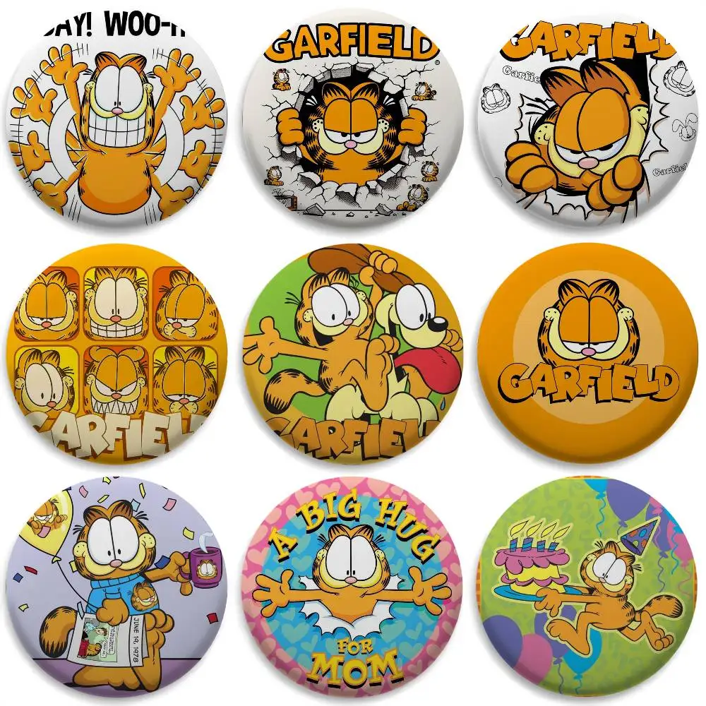 

Cartoon Cute G-GarfieldS Badges Round Exquisite Badge Brooches Creative Pins For Clothes Hat Backpack Gift Accessories