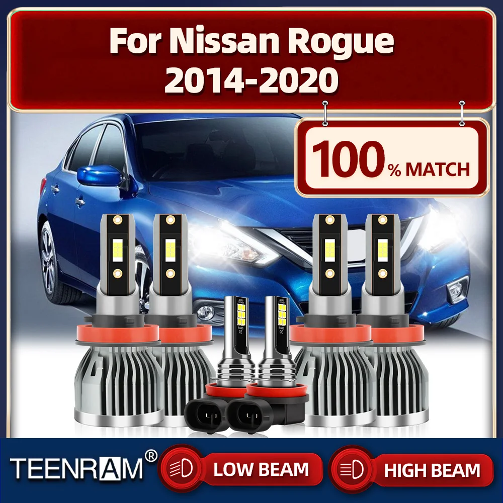 

60000LM High Power LED Headlight Bulbs 12V Car Fog Lamps 6000K White For Nissan Rogue 2014 2015 2016 2017 2018 2019 2020