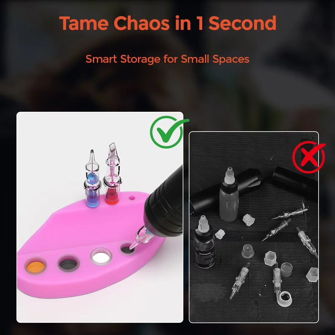 Silicone Tattoo Ink Cup Holder 5 Colors Multi-Hole Tattoo Pen Organizer Rack for Tattoo Artists PMU Salon Tattoo Accessories