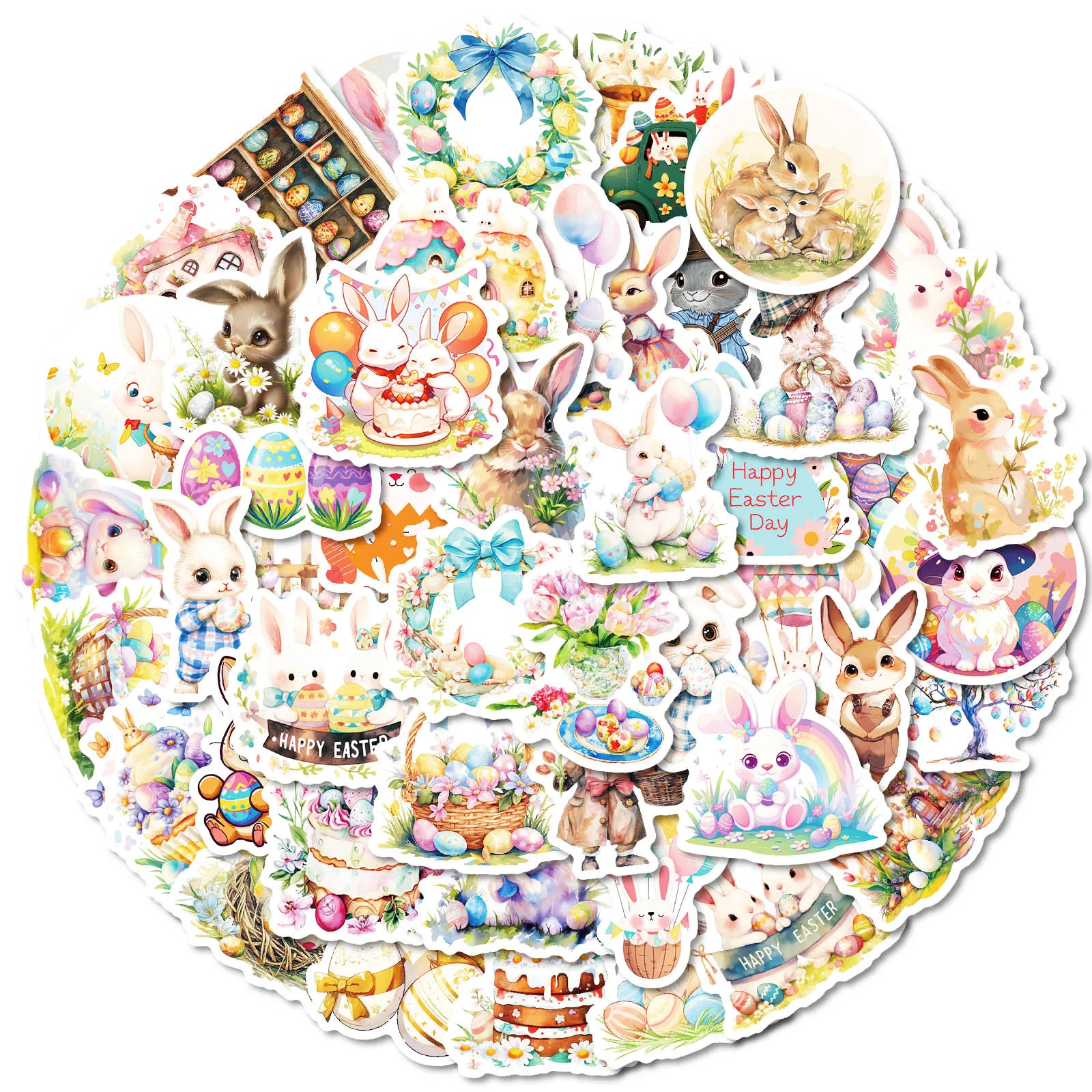 สติกเกอร์ลายกราฟฟิตี้ธีมอีสเตอร์ 10/50 ชิ้น ลายกระต่ายน่ารัก ไข่อีสเตอร์ การ์ตูน สำหรับตกแต่งกระเป๋าเดินทาง โทรศัพท์ กีตาร์ สมุดภาพ แก้วน้ำ ของเล่นเด็ก
