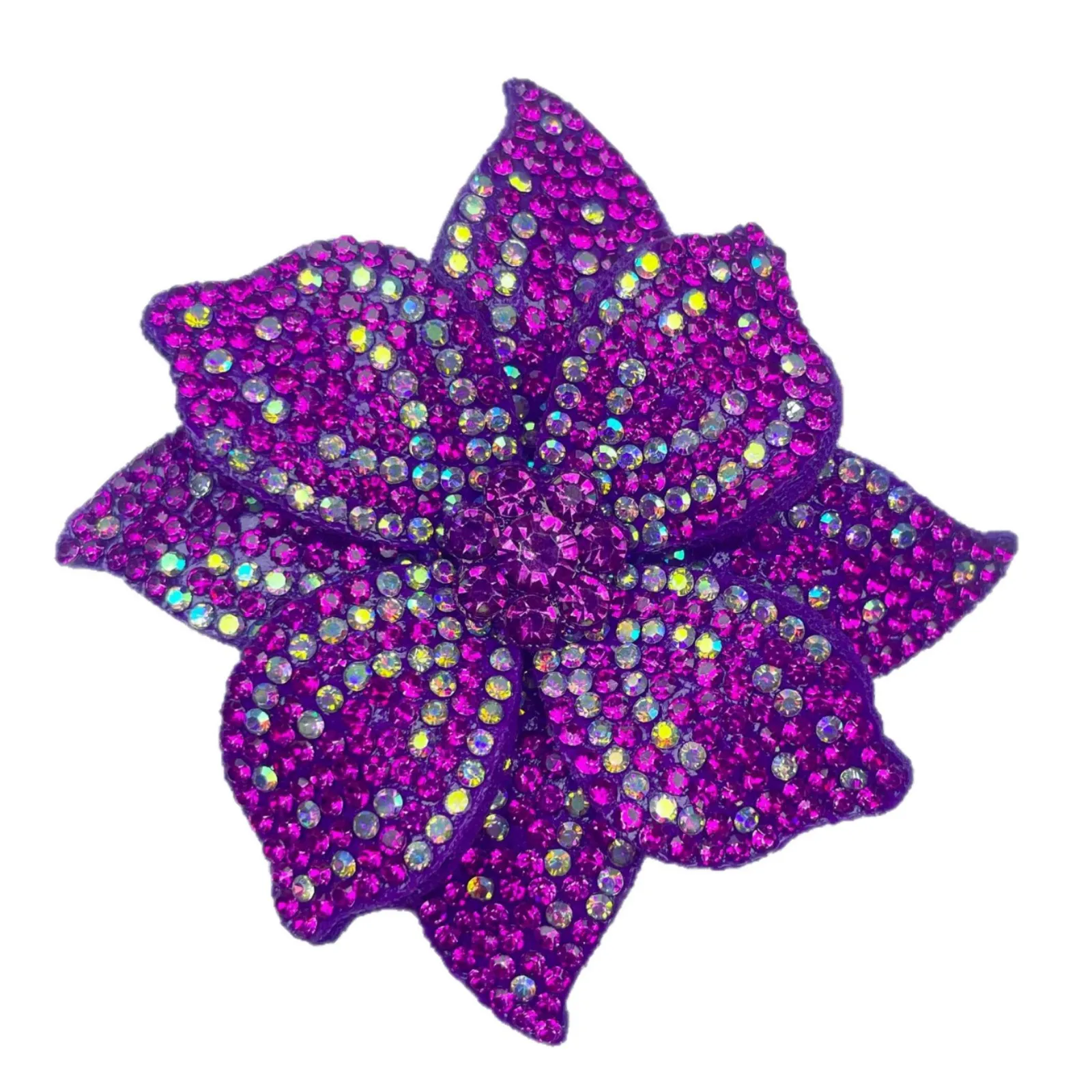 7.5CM 3D Color Rhinestone Glass Flower Pin Luxury Applique Corsage for Women's High-End Party Accessories, Wedding Jewelry