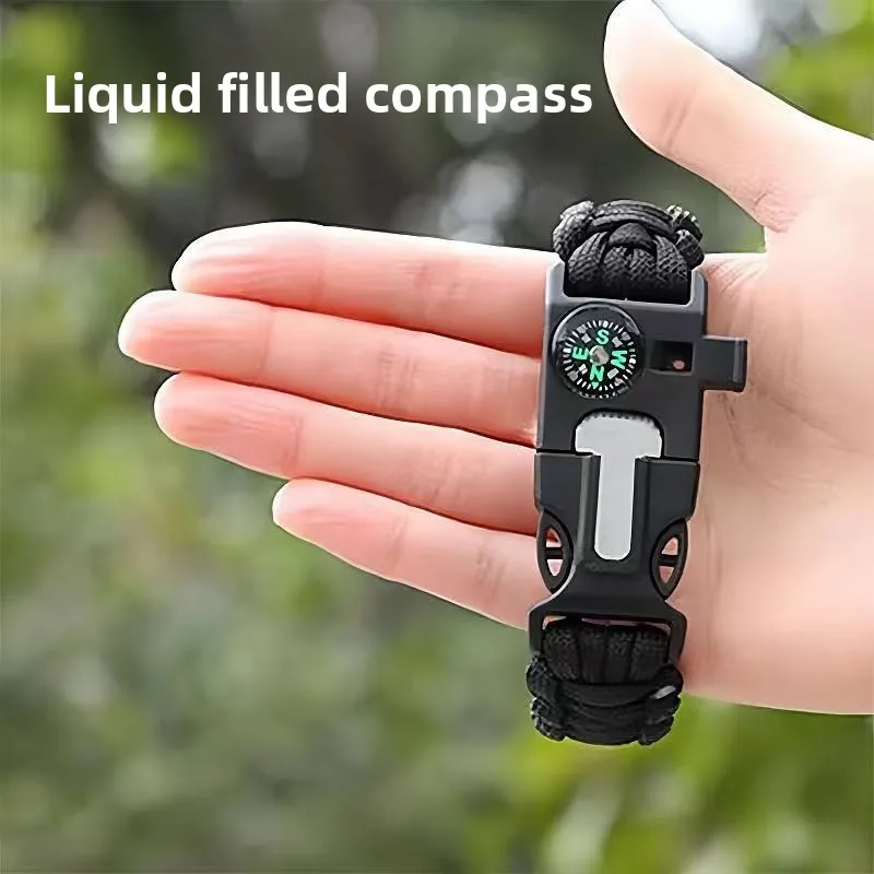 متعددة الوظائف 7 الأساسية سوار Paracord مع البوصلة بقاء حبل للتخييم في الهواء الطلق المشي لمسافات طويلة الإنقاذ في حالات الطوارئ التكتيكية والعتاد #4