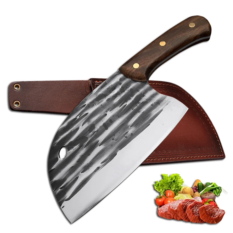 

High-Carbon Steel Meat Cleaver Forged Kitchen Knives Full Tang Handle Butcher Knife Chef Cooking Slicing Chopping Cutter