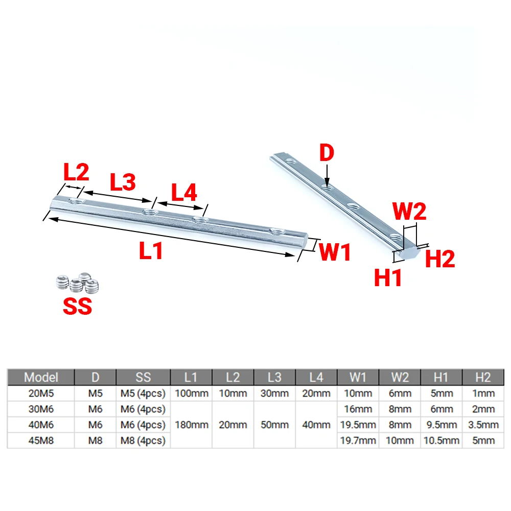 Tira de encaixe do conector do perfil de alumínio, Junta reta Dentro, 180 Graus Perfil, 20 Series, 30 Series, 40 Series, 8Pcs