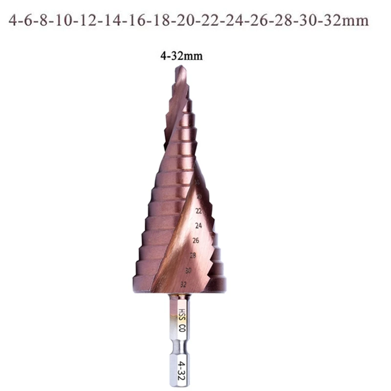 3Pcs M35 Cobalt HSS Step Drill Bit HSS High-Speed Steel Cone Hex Shank Metal Drill Bits Tool Set 4-12Mm 4-20Mm 4-32Mm